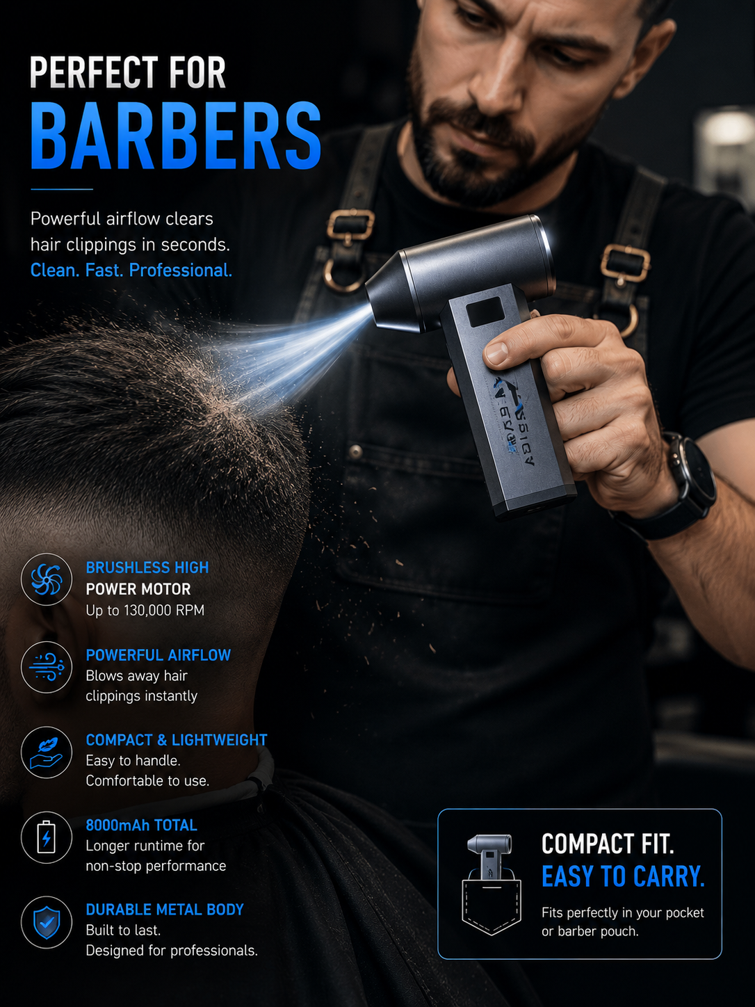 AEROVIQ air duster used for barber station cleanup