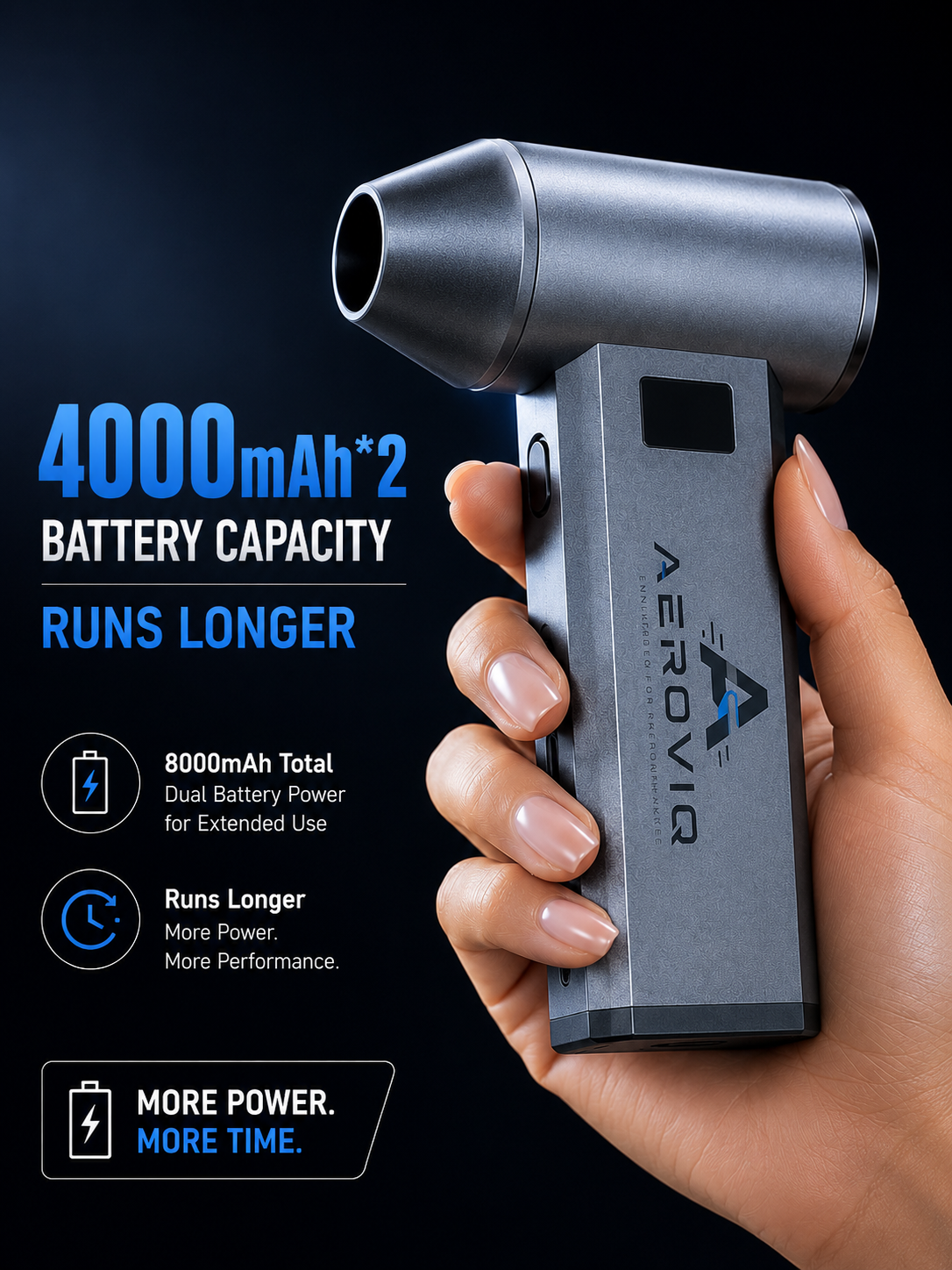 AEROVIQ battery capacity and extended-use features
