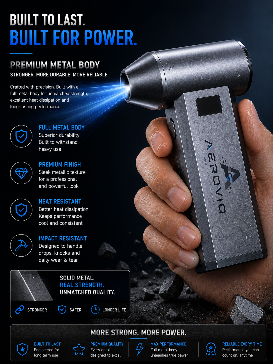 AEROVIQ premium metal body and durability features